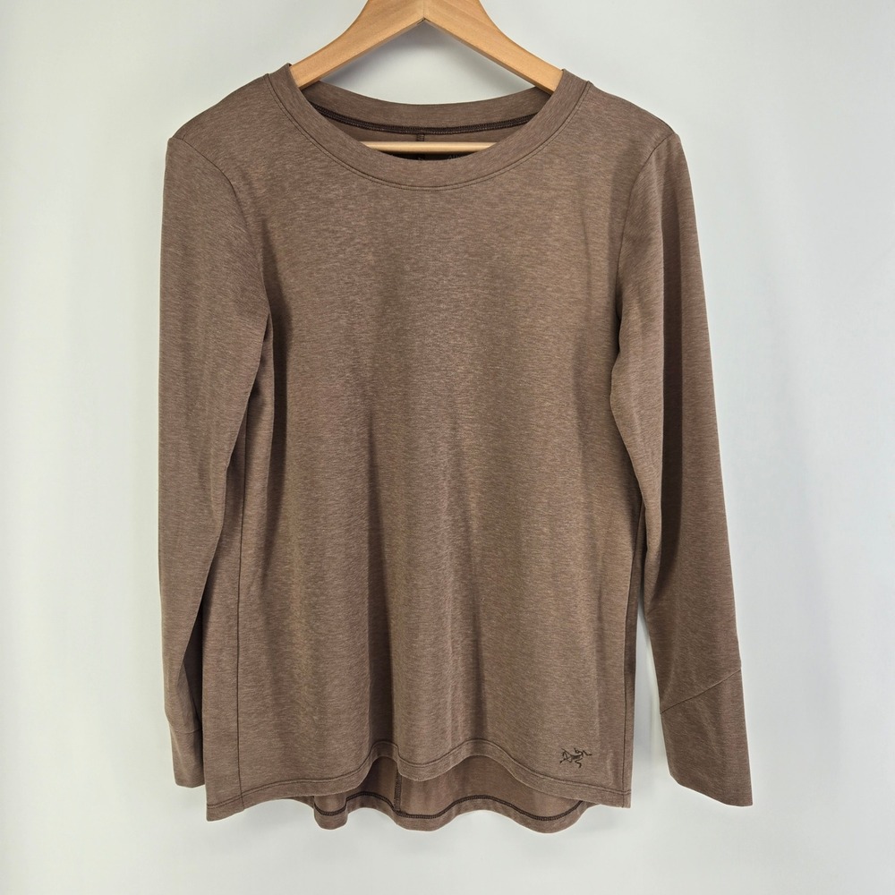 Arc'teryx Long Sleeve Top Womens S Brown Performance Hiking Crew Neck Shirt